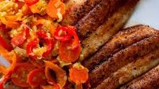 Pan-Seared Mackerel With Sweet Peppers and Thyme