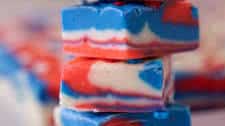 Patriotic red white and blue fudge