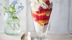 Peach Melba sundae