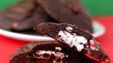 Peppermint Bark Stuffed Double Chocolate Candy Cane Cookies Recipe