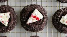 Peppermint Bark Thumbprint Cookies