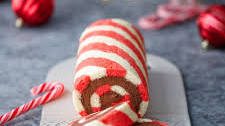 Peppermint Cake Roll with Chocolate Peppermint Whipped Cream