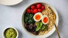 Pesto Rice Bowl Topped With Soft Boiled Eggs