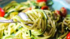 Pesto Zucchini Noodles with Cherry Tomatoes