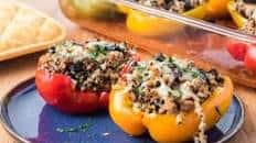 Quinoa, Black Bean and Turkey Stuffed Peppers