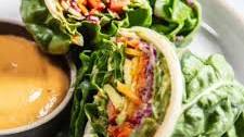 Rainbow Vegetable Wraps with Almond Butter & Red Curry Sauce