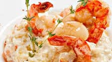 Risotto au Champagne et sa poêlée de Gambas aux 4 épices