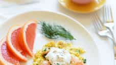 Salmon and Eggs Scramble with Dill