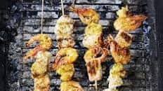 Seafood, pineapple & coconut kebabs