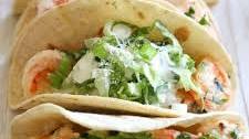 Shrimp Scampi Tacos with Caesar Salad Slaw