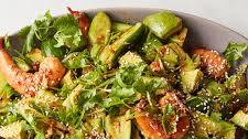 Smashed Cucumber, Avocado and Shrimp Salad