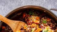 Southwest Ground Beef and Sweet Potato Skillet