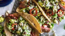 Spiced Flank Steak Tacos with Avocado Salsa