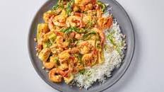 Spicy Peanut-Sesame Stir-Fried Shrimp