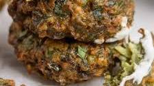 Spinach Fritters With Feta + Yogurt Dip