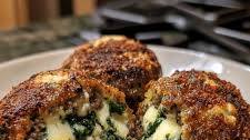 Spinach Garlic Meatballs Stuffed with Mozzarella