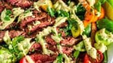 Steak Fajita Salad with Cilantro Avocado Dressing