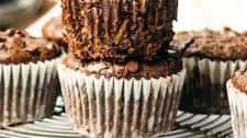 Super Moist Double Chocolate Zucchini Muffins