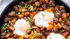 Sweet Potato Hash with Sausage and Eggs {Paleo & Whole30}