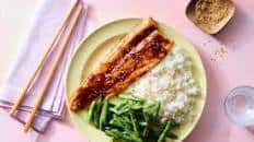 Teriyaki-Glazed Trout & Ready to Heat Rice with Toasted Sesame Seeds & Green Beans