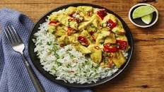 Thai Coconut Curry Chicken with Bell Pepper & Cilantro Lime Rice