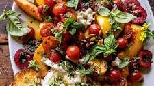 Tomato, Peach, and Burrata Salad