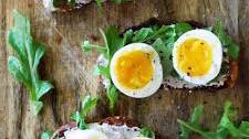 Walnut Ricotta Crostini with Arugula and Soft-Boiled Eggs