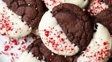 White Chocolate Dipped Peppermint Chocolate Cookies