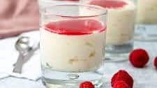 White Chocolate Mousse with Raspberry Sauce