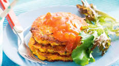 Zucchini, carrot and cheddar fritters