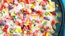 Amazing Loaded Fiesta Cheesy Veggie Nachos