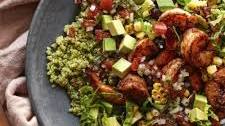 Avocado Shrimp Quinoa Bowl with Cilantro Vinaigrette