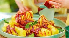 BBQ pineapple with chocolate coconut sauce