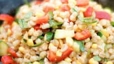 Barley Salad with Roasted Corn, Zucchini & Red Pepper