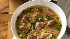 Beef Barley Soup with Spinach