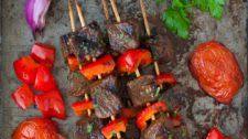Beef {or Lamb} Kebabs with Pomegranate Glaze