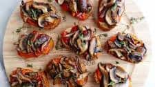 Bruschetta with Mushrooms and Roasted Peppers