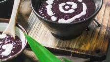 Bubur Ketan / Pulut Hitam: Black Glutinous Rice Dessert Porridge (Vegan)