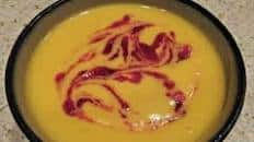 Butternut Squash Soup with Cranberry Puree