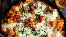 Cheesy Baked Rigatoni with Italian Sausage & Spinach