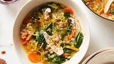 Chicken Soup With Toasted Farro and Greens