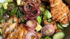 Crispy Crunchy Chicken with Fresh Herbs, Cucumber, and a Lime Vinaigrette