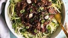 Easy Korean Beef Zucchini Noodles with Chili Garlic Sesame Sauce