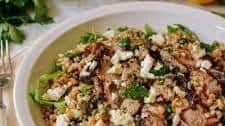 Farro Salad with Grilled Turkey, Lemon, Herbs & Feta