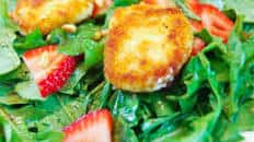 Fried Goat Cheese, Strawberry and Arugula Salad