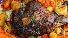 GREEK LEMON & HONEY SLOW COOKED LEG OF LAMB & POTATOES