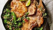 Garlic-Lime Pork with Farro & Spinach