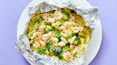 Garlic-Parmesan Shrimp Foil Packets with Broccoli & Couscous