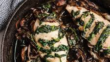 Goat Cheese & Spinach Stuffed Chicken Breast with Caramelized Onions + Mushrooms