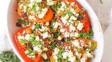 Greek Chicken Stuffed Peppers with Feta & Quinoa